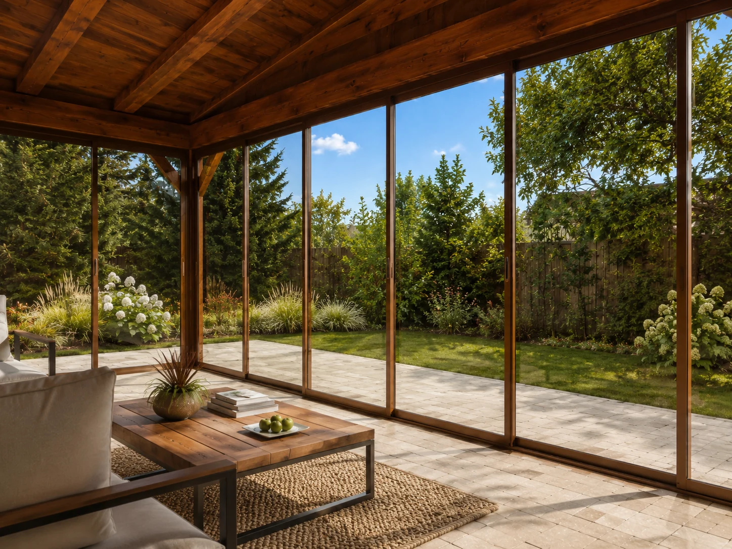 Detail realizácie posuvného zasklenia GardenBox Classic